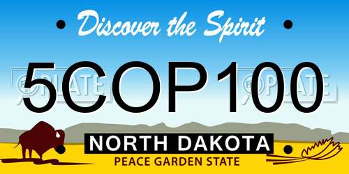 5COP100 North Dakota License Plate