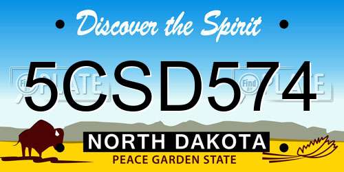 5CSD574 North Dakota License Plate
