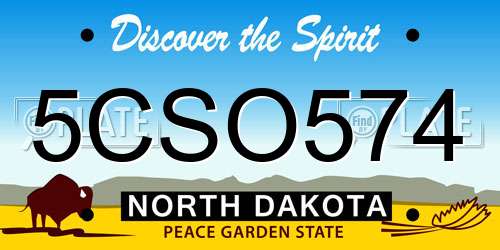 5CSO574 North Dakota License Plate
