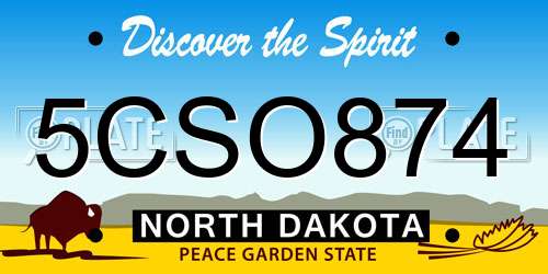 5CSO874 North Dakota License Plate
