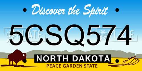 5CSQ574 North Dakota License Plate