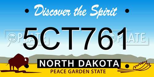 5CT761 North Dakota License Plate