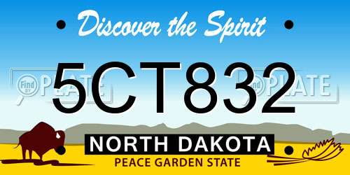 5CT832 North Dakota License Plate