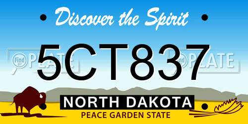 5CT837 North Dakota License Plate