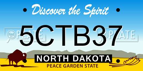 5CTB37 North Dakota License Plate
