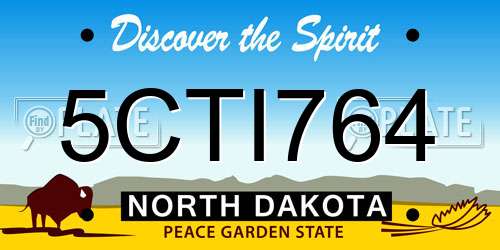 5CTI764 North Dakota License Plate
