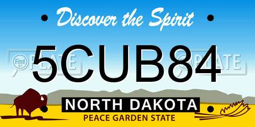 5CUB84 North Dakota License Plate