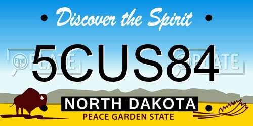 5CUS84 North Dakota License Plate