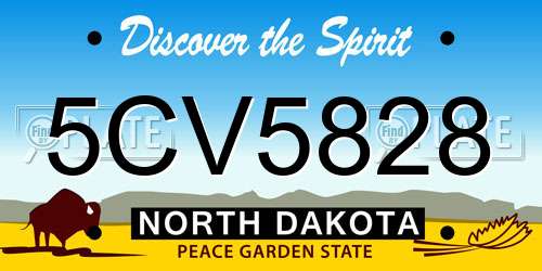 5CV5828 North Dakota License Plate