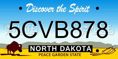 5CVB878 North Dakota License Plate