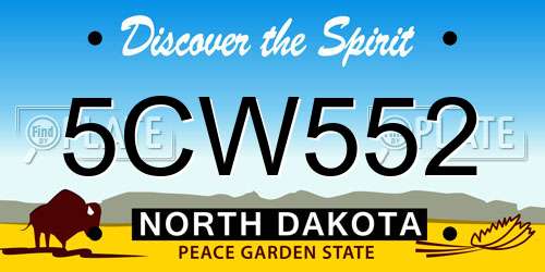 5CW552 North Dakota License Plate