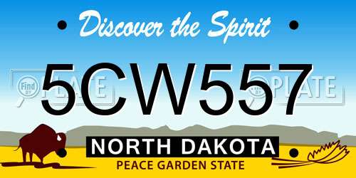 5CW557 North Dakota License Plate