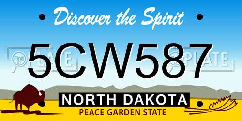 5CW587 North Dakota License Plate