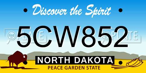 5CW852 North Dakota License Plate