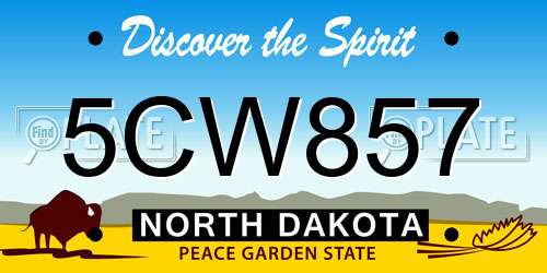 5CW857 North Dakota License Plate