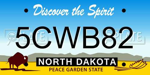5CWB82 North Dakota License Plate