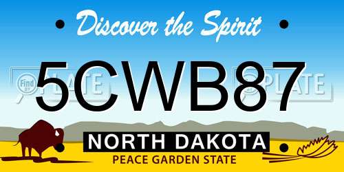 5CWB87 North Dakota License Plate