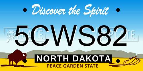5CWS82 North Dakota License Plate