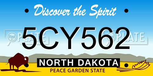 5CY562 North Dakota License Plate