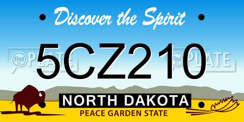 5CZ210 North Dakota License Plate