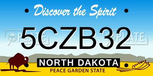 5CZB32 North Dakota License Plate