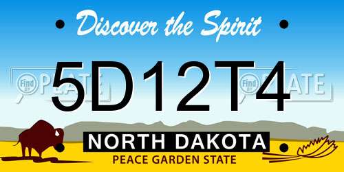5D12T4 North Dakota License Plate