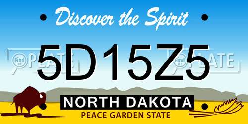 5D15Z5 North Dakota License Plate