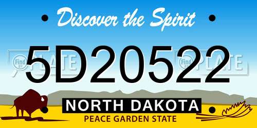 5D20522 North Dakota License Plate
