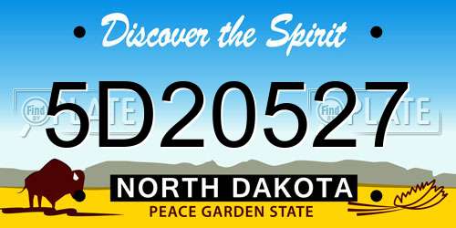 5D20527 North Dakota License Plate