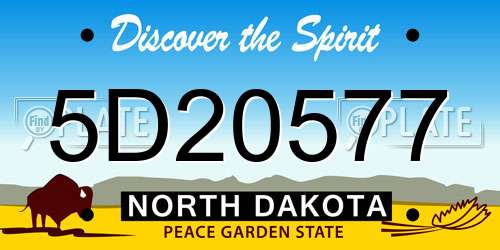 5D20577 North Dakota License Plate