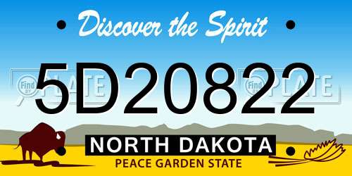 5D20822 North Dakota License Plate