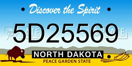 5D25569 North Dakota License Plate