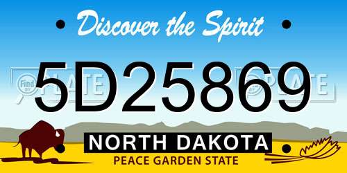 5D25869 North Dakota License Plate