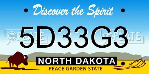 5D33G3 North Dakota License Plate