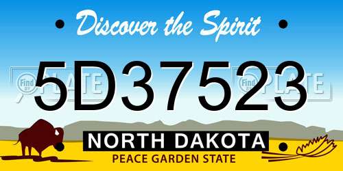 5D37523 North Dakota License Plate