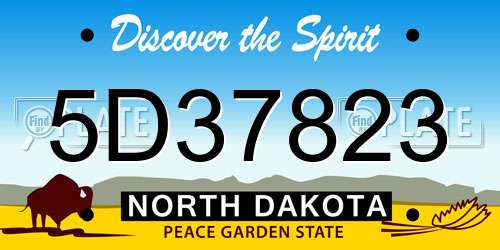 5D37823 North Dakota License Plate