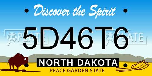 5D46T6 North Dakota License Plate