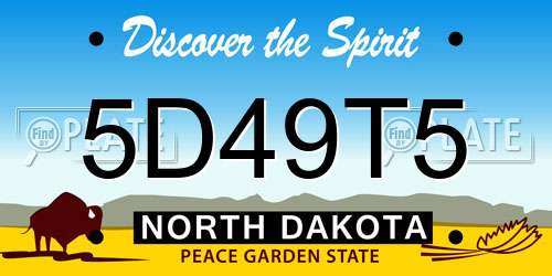 5D49T5 North Dakota License Plate