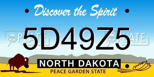 5D49Z5 North Dakota License Plate
