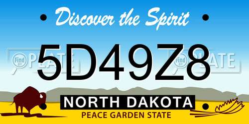 5D49Z8 North Dakota License Plate