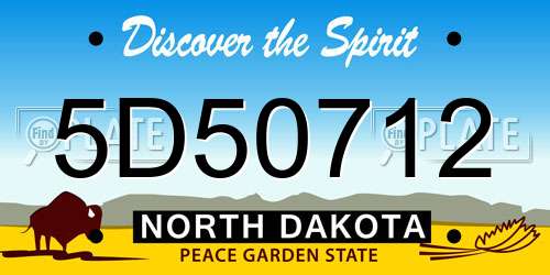 5D50712 North Dakota License Plate