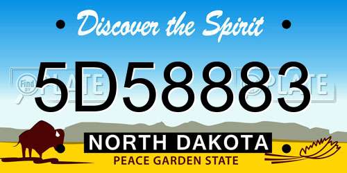 5D58883 North Dakota License Plate