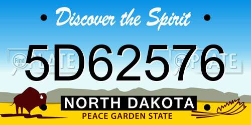 5D62576 North Dakota License Plate