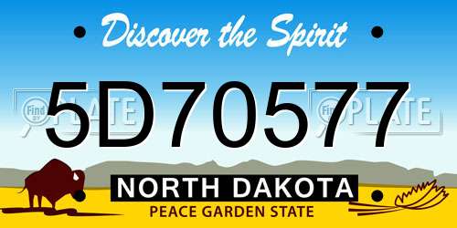 5D70577 North Dakota License Plate