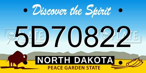 5D70822 North Dakota License Plate