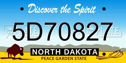 5D70827 North Dakota License Plate