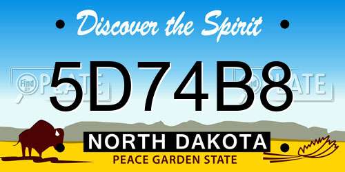 5D74B8 North Dakota License Plate