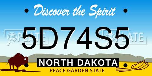 5D74S5 North Dakota License Plate