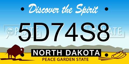 5D74S8 North Dakota License Plate