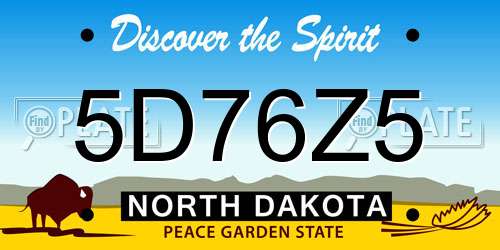5D76Z5 North Dakota License Plate